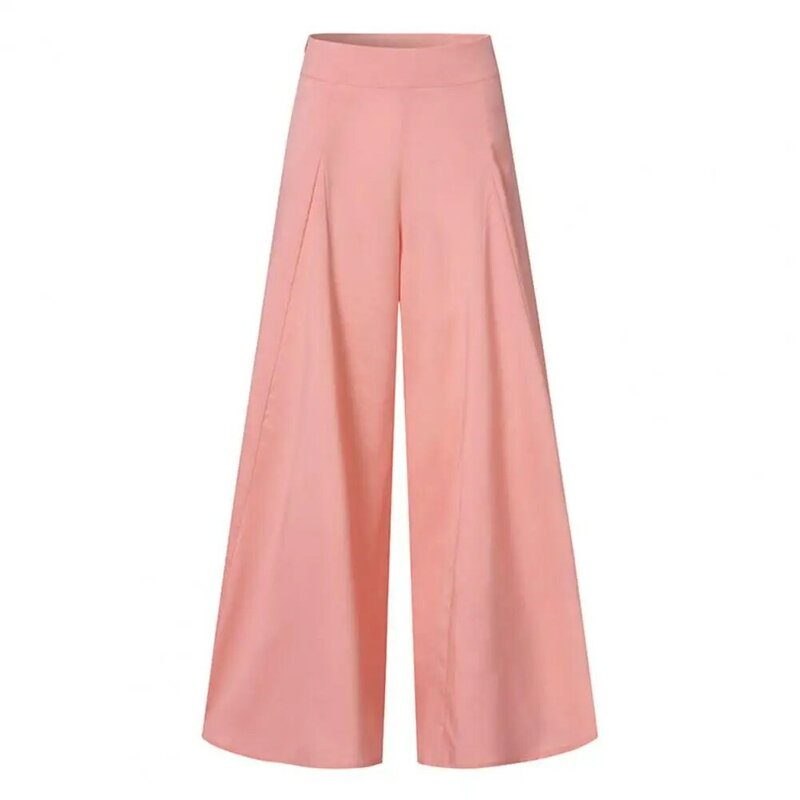 Skirt Pants High Waist Wide Leg Culottes Solid Color Zipper Closure Pants for Women Dance Performance Trousers with A-big Hem
