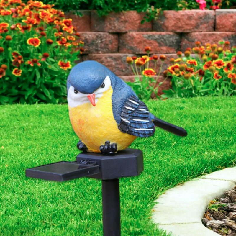 Resina Bird Statue Figurine Lamp, Luz Solar, Escultura Do Jardim, Iluminação Da Paisagem, Pátio, Fazenda, Caminho, Gramado, Cerca