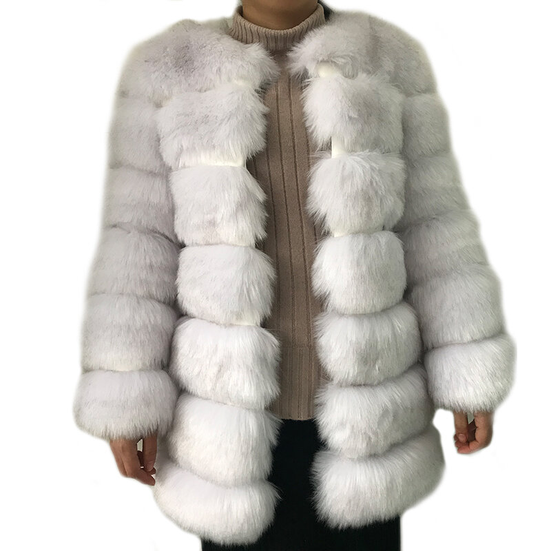 ใหม่ Warm Fur Coat ฤดูหนาวหนาแขนยาว Faux Fur Coat Fluffy เสื้อแจ็คเก็ตเสื้อคลุมหญิง Faux Fur Outerwear