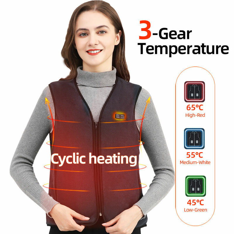 Chaleco calefactado por Usb para hombres y mujeres, chaqueta calefactora eléctrica de lana recargable, ropa térmica