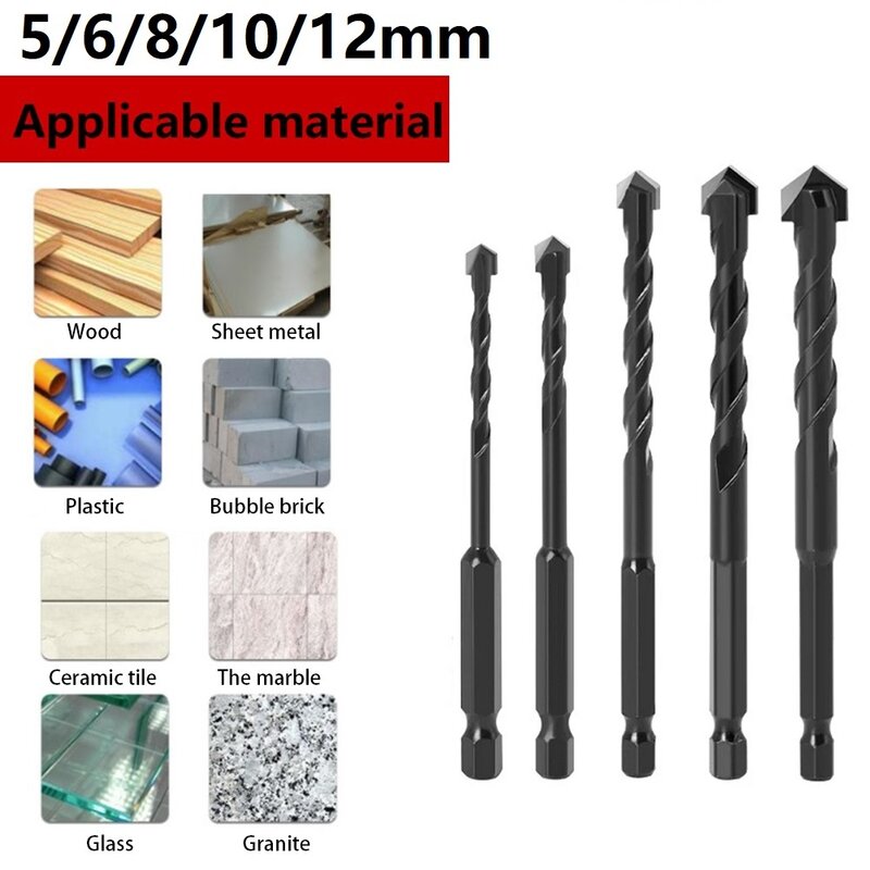 Kit de brocas multifunções profissional, Carbide Drill Bit Set, Ferramentas para concreto Porcelanato Vidro Metal, 5mm, 6mm, 8mm, 10mm, 12mm