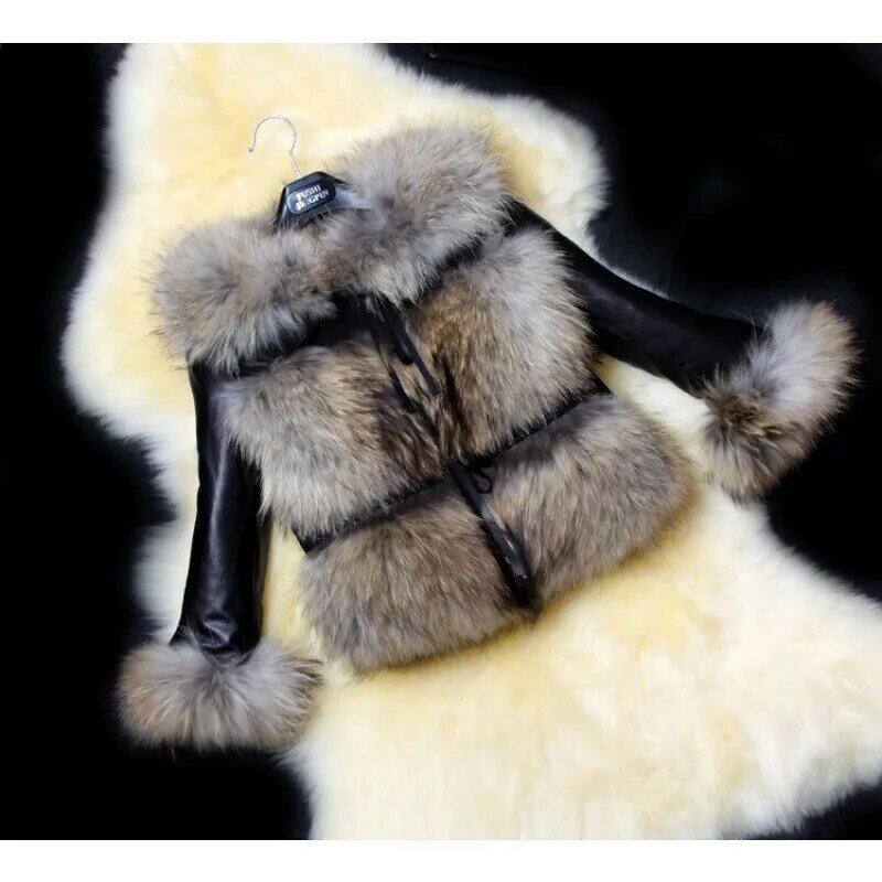 Płaszcz ze sztucznego futra futro jesienne i zimowe krótkie damskie futro z futra lisa