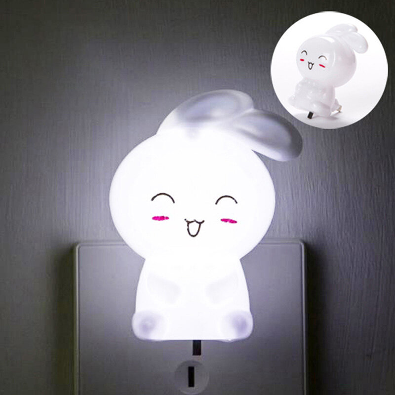 1pc LED Cartoon Rabbit Night Lamp Switch ON/OFF Wall Light Baby Kids regali di natale Interior Design US 110V Plug lampada da comodino