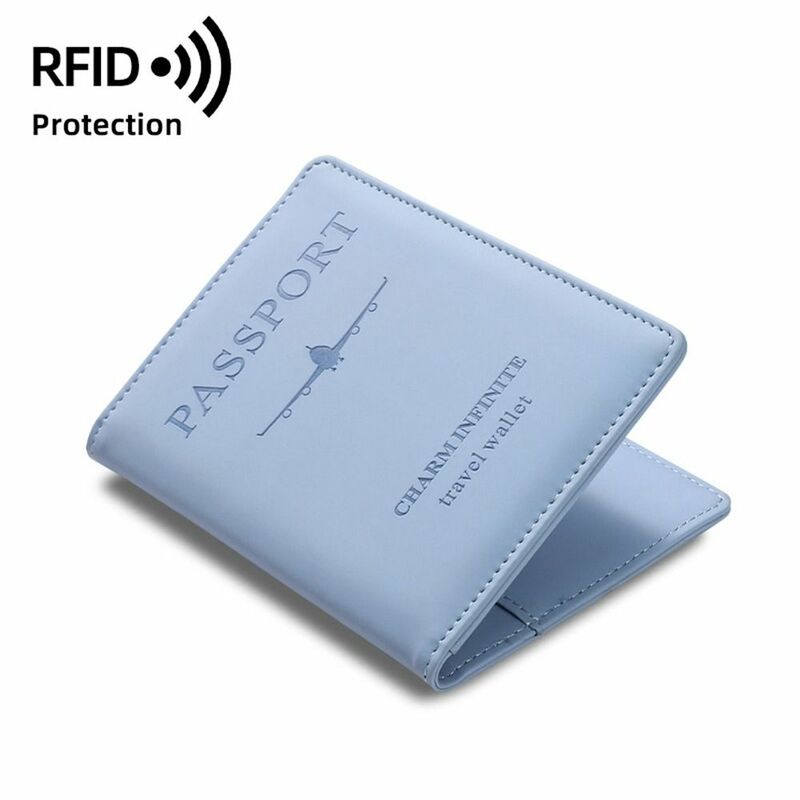 With RFID PU Leather Passport Holder Passport Package Certificate Storage Bag Passport Protective Cover Name ID Address
