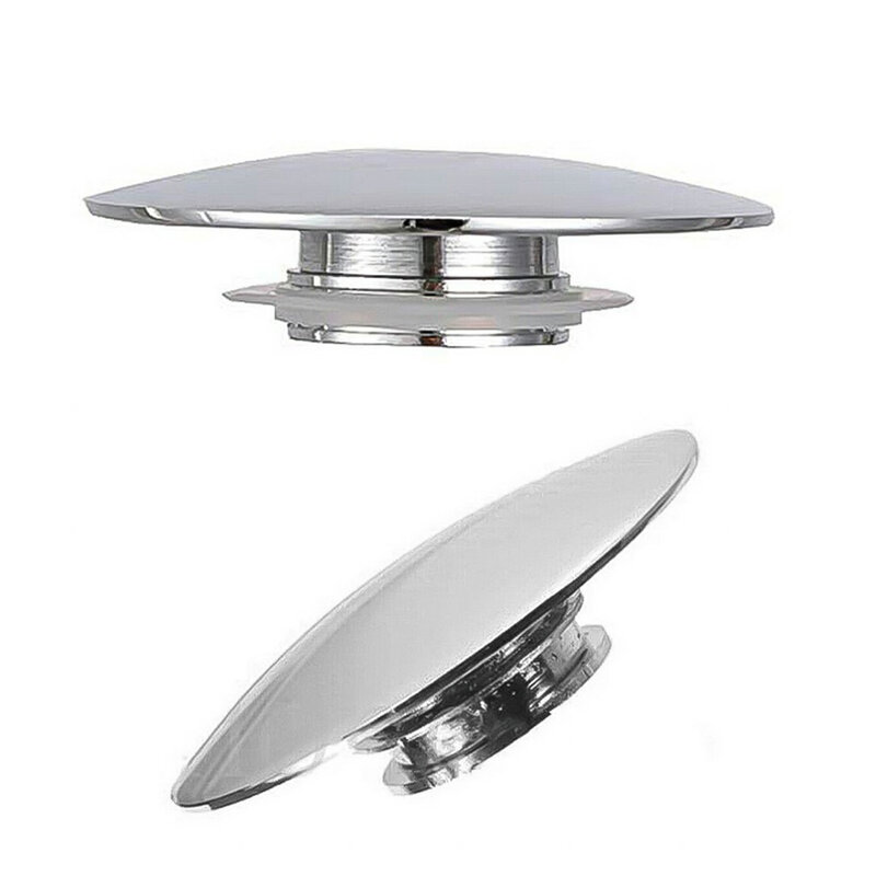 Silver Chrome Plated Washbasin Plug, Pop-up Cap, Clique no botão, Peça de substituição para pia do banheiro, Pia de lixo, 66mm