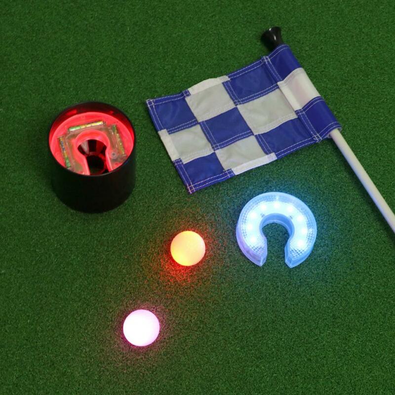 ไฟกอล์ฟ LED มีรูพร้อมเลนส์รูปตัวยูโคมไฟกอล์ฟสนามหลังบ้านสีเขียวเรืองแสงโคมไฟกลางคืนกอล์ฟอุปกรณ์เทรนเนอร์สีเขียว