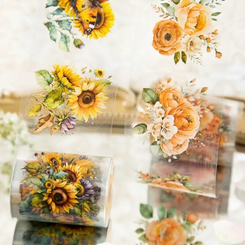 Mr. Paper-Ruban adhésif décoratif l'horloge Washi, série jardin de fleurs, ensemble d'autocollants bricolage pour les amoureux des plantes et des fleurs