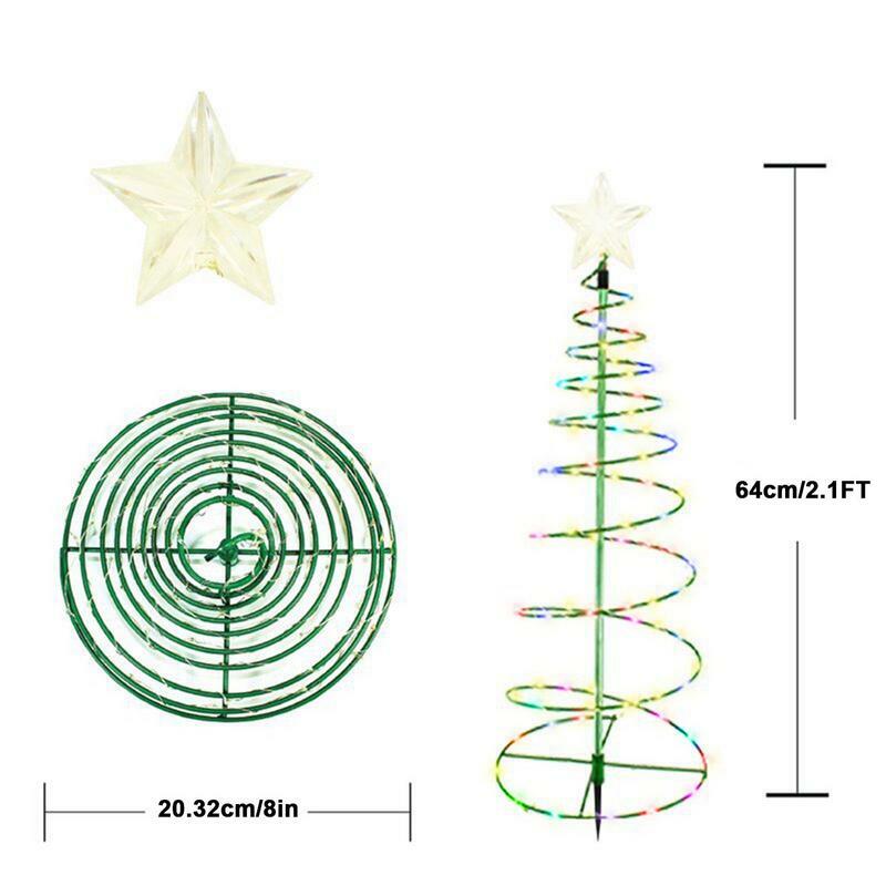Luces de estaca Solar para árbol de Navidad, luces de estaca Solar en espiral decorativas para exteriores, decoración navideña para
