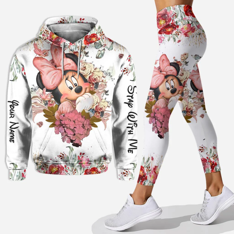 Personal isierte Disney Mickey Mouse Minnie 3d Frauen Hoodie und Leggings Anzug Minnie Yoga hosen Jogging hose Mode Sporta nzug