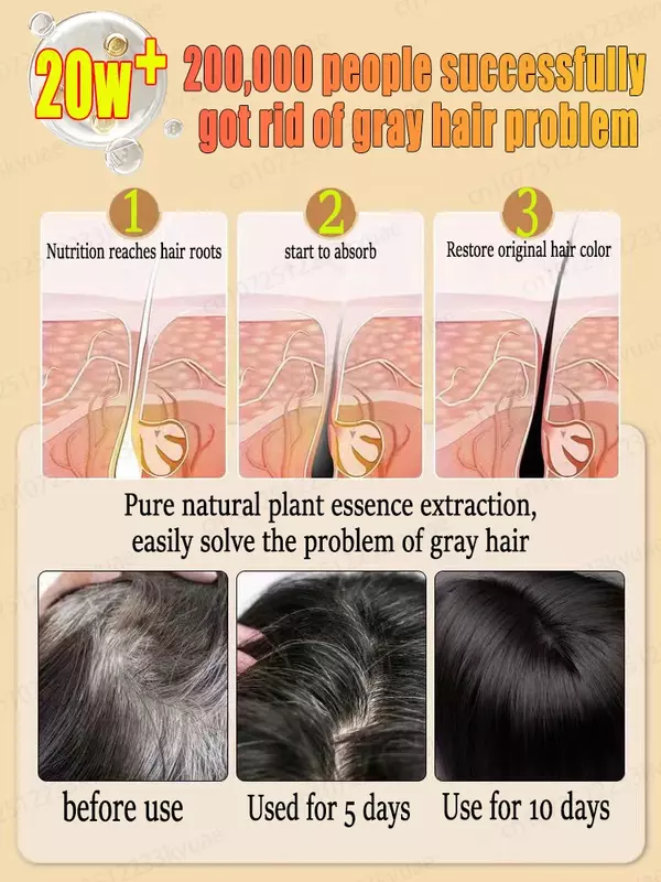 Eliminador de pelo blanco, elimina el pelo gris y Restaura el color natural del cabello en 7 días