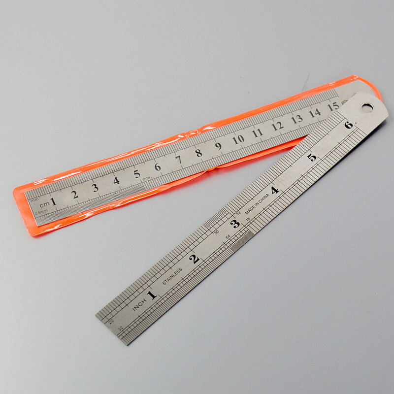 Regla de acero inoxidable de 15cm, herramienta recta de doble cara de medición de 6 pulgadas para regalo de Niños de oficina escolar