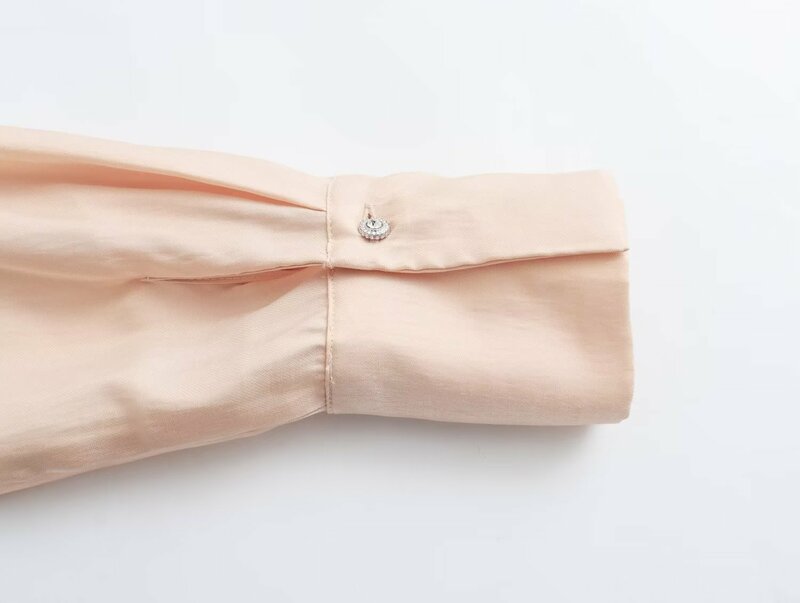 Jenny & Chandler-camisa informal de satén para mujer, Blusa de manga larga con botones y joyería, Estilo Vintage francés, elegante, a la moda, para otoño