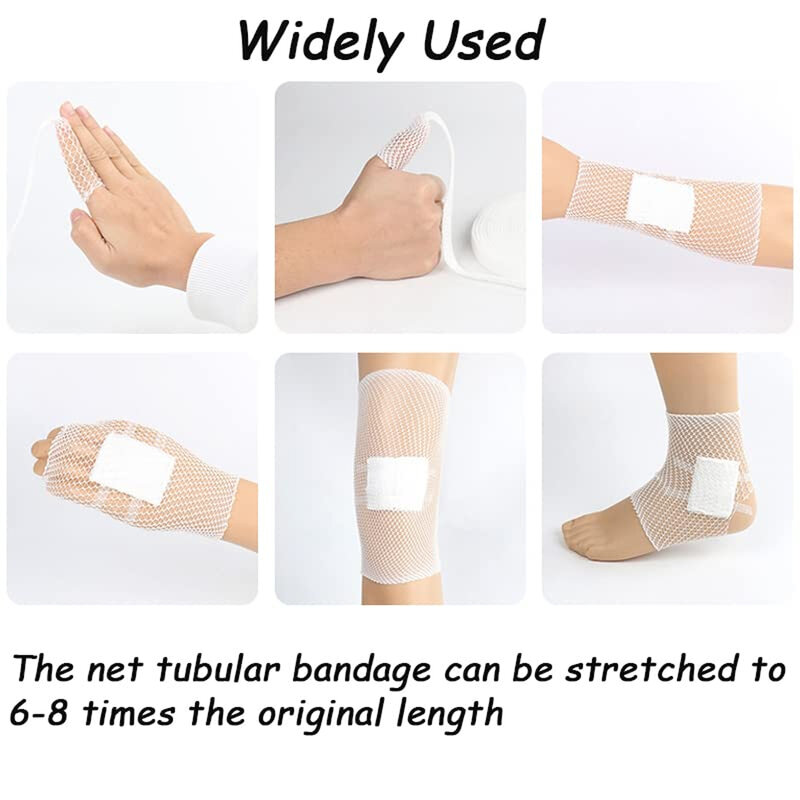 Rede de curativo de ferida elástica Bandagem tubular Mesh Tubular Fix, Retentor de bandagem respirável para adultos, 1 rolo