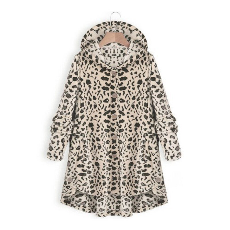 Casaco de pele sintética para mulheres jaqueta de leopardo botão oversize casacos peludos de pele sintética casaco macio e solto longo inverno