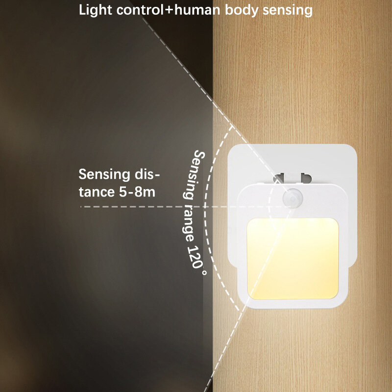 Sensore di movimento luce luci notturne a LED EU US alimentato a batteria camera da letto scala a parete armadio corridoio corpo lampada a induzione decorazioni per la casa