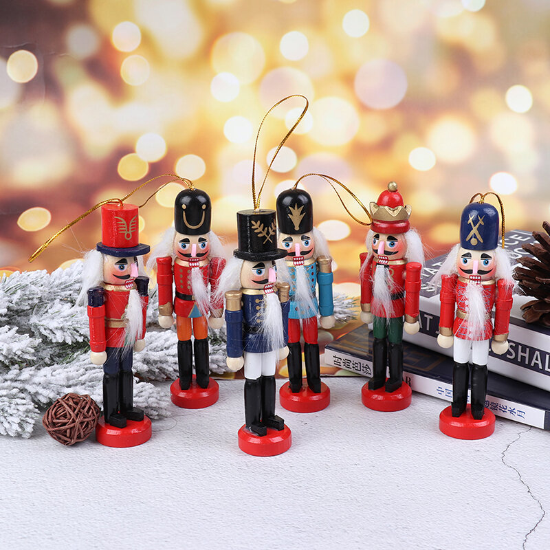 Muñeco de Cascanueces de madera para decoración navideña, adornos colgantes para árbol de Navidad, fiesta de año nuevo, color aleatorio, 1 unidad