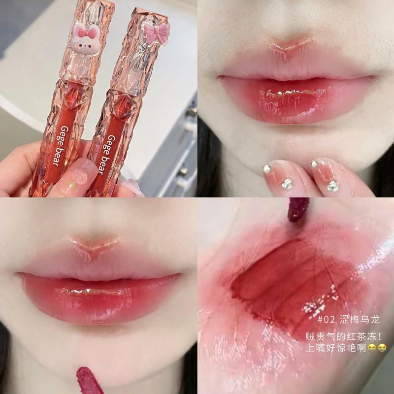 1Pc Women Exquisite Lip Gloss Sexy Lipstick Lips Makeup Cosmetics Lip Gloss Glitter Jelly Lip Makeup Mirror Face Lipstick