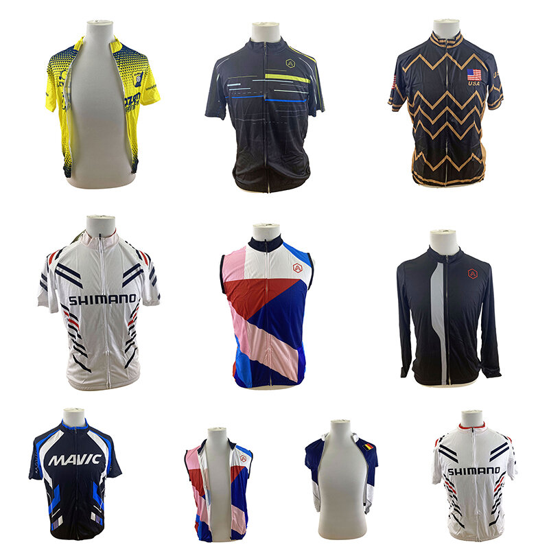 Quick Dry ciclismo Jersey conjunto para homens, uniforme da bicicleta, camisa da bicicleta, roupa do verão, novo, 10 pcs, 2024
