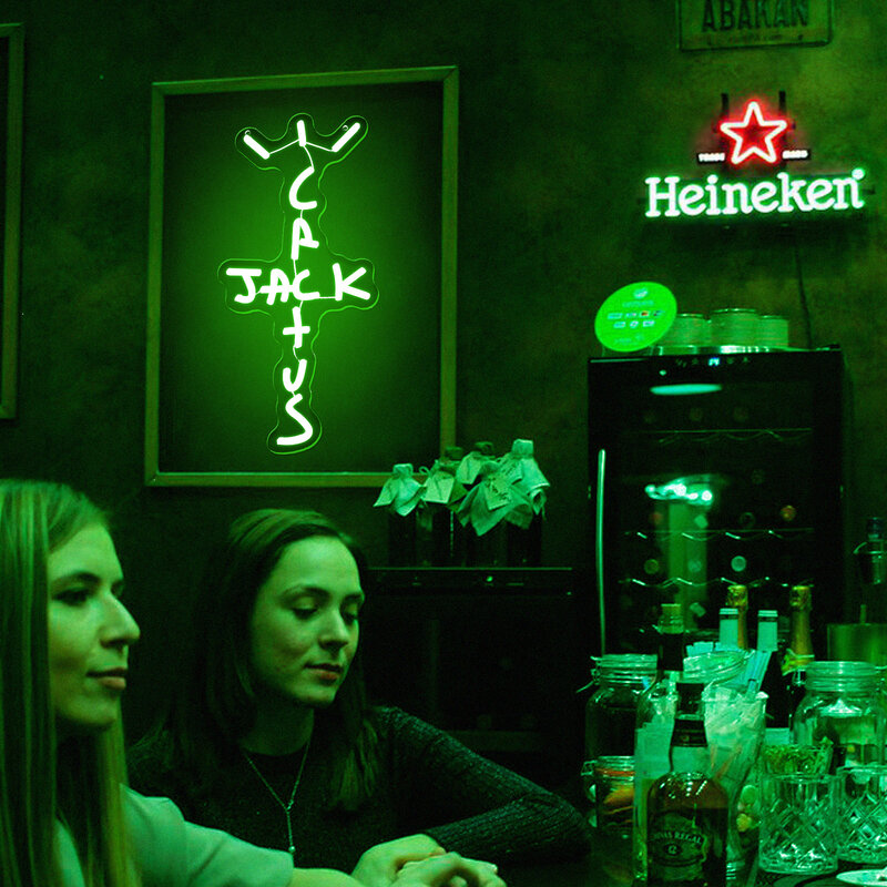 UponRay-Cactus Jack LED Neon Sign for Bedroom, Wall Decor, Luz para Escritório, Homem Caverna, Cerveja, Bar, Pub, Natal, Birthday Party