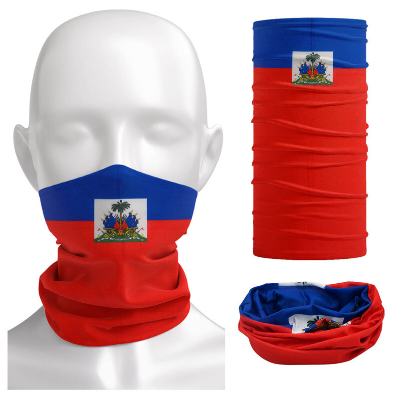 Haiti Bandana bendera nasional untuk pria wanita, ikat kepala lari bersepeda dengan lubang udara, penutup leher untuk pria dan wanita