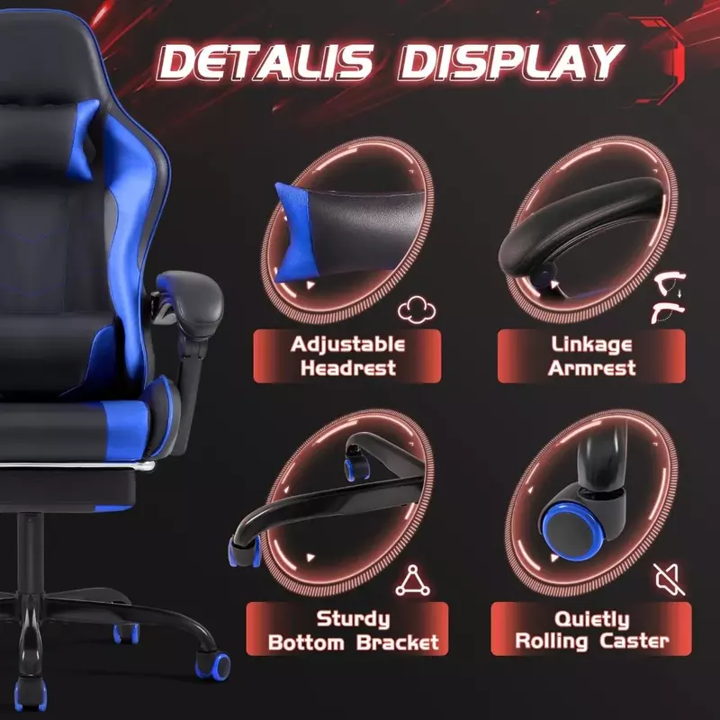 Gaming Stuhl Video Racing Sitz höhen verstellbar mit 360 ° drehbar und Kopfstütze für Büro oder Schlafzimmer versand kostenfrei Gamer Computer