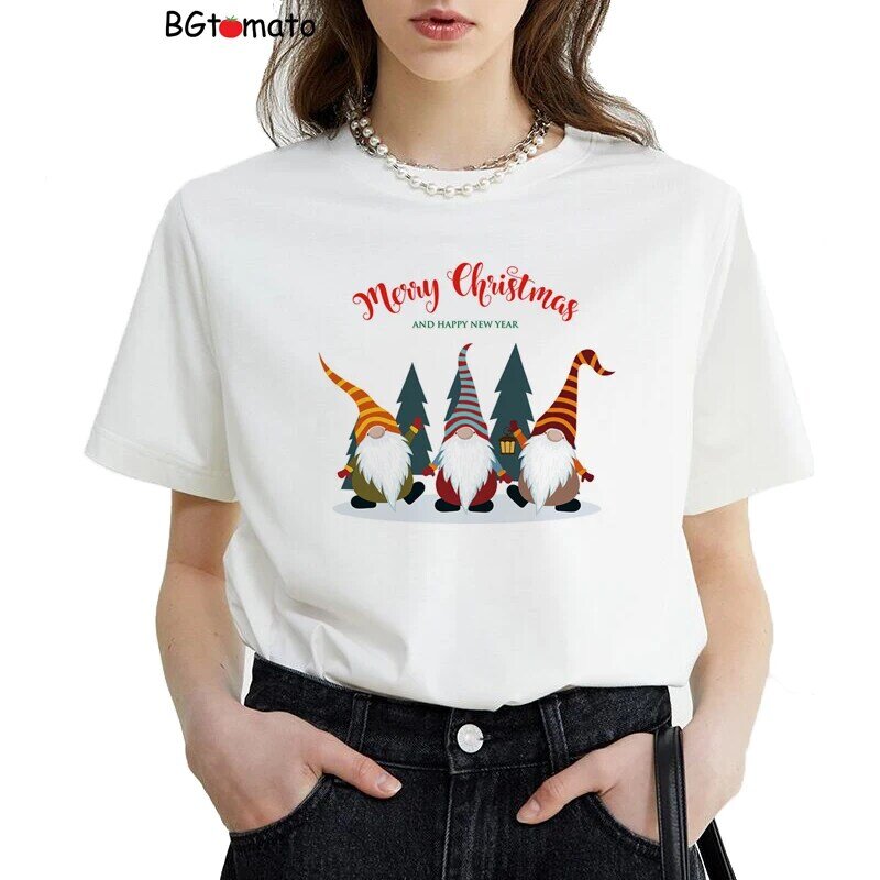 BGtomato la nuova maglietta natalizia creativa di quest'anno simpatica moda manica corta A079