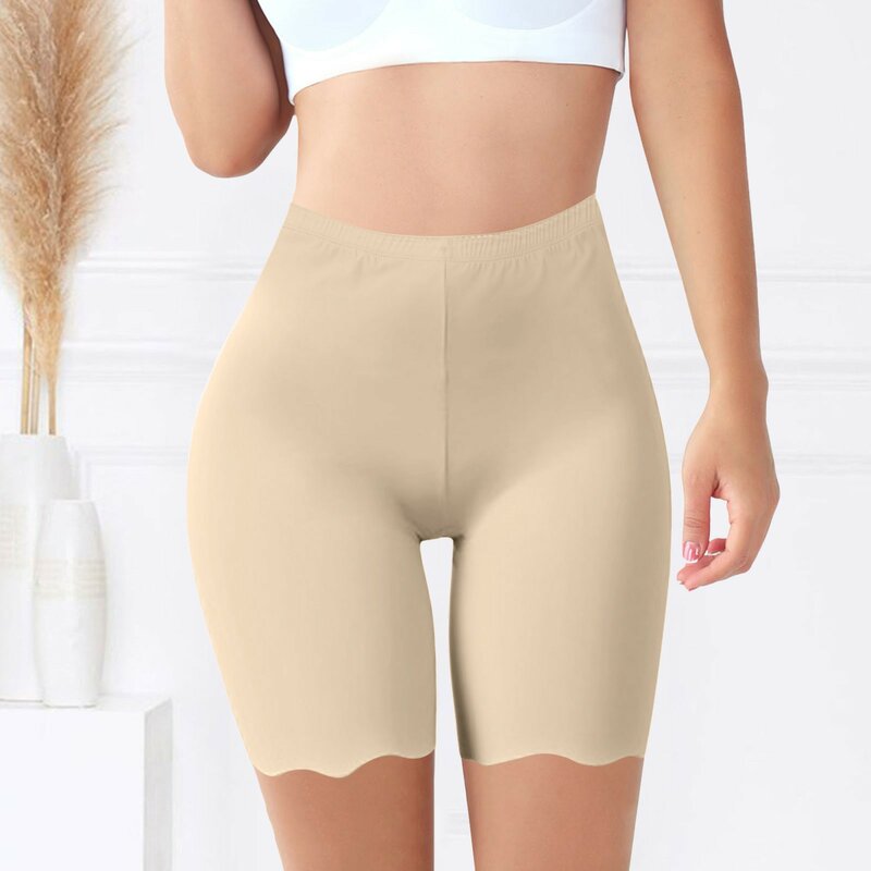 Damskie letnie gładki jedwab bezpieczeństwa krótkie spodnie z wysokim stanem letnie bielizna przewiewna anty-tarcia pod spódnicą bokserki damskie