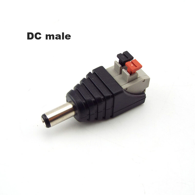 Feminino DC Power Plug Adapter Connector, LED Faixa de lâmpada, pressione o conector, câmeras CCTV, 5,5 milímetros x 2,1 milímetros, 5pcs