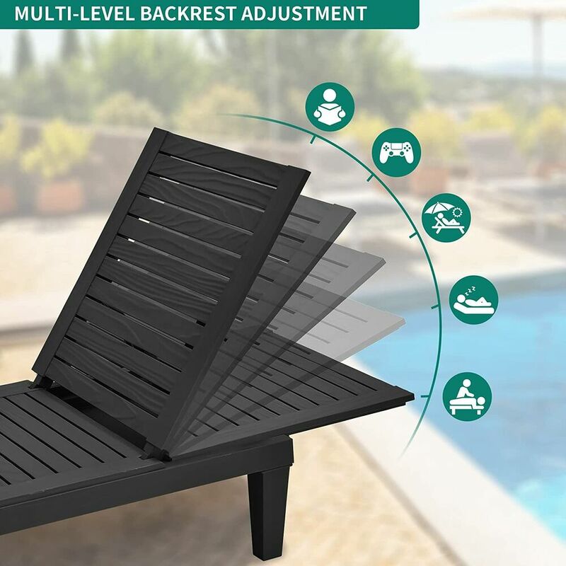 Chaise longue inclinable pour piscine extérieure, chaises longues de plage, pelouse, 2 pièces