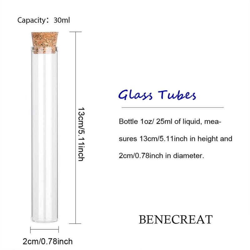 Botella de vidrio transparente con tapón de corcho, recipiente de almacenamiento de joyería, decoración de fiesta de boda, 30ml, 20 piezas