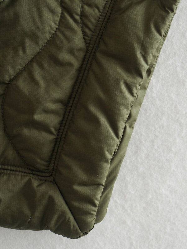 Abrigo de talla grande para mujer, chaqueta de manga corta con cuello alto y cara laminada, capa cálida en algodón acolchado a cuadros con rombos
