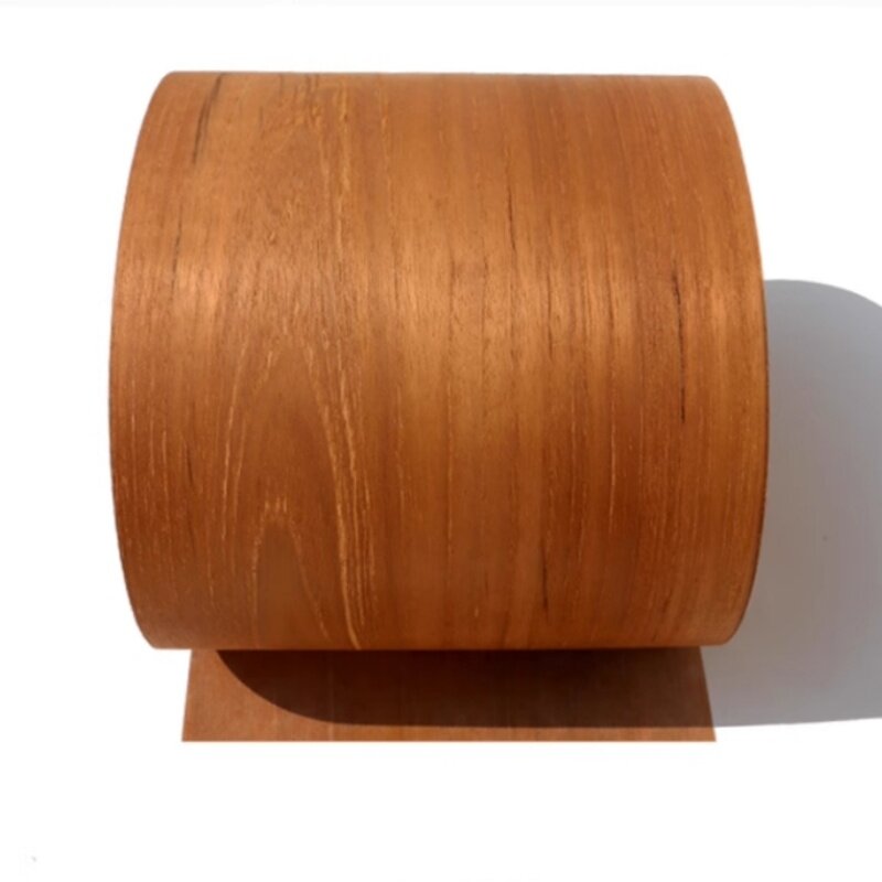 Peau en bois à motif de teck naturel, peau en bois massif, peau en bois de placage, peau de meubles, L: 2,5 m x 0,5mm, 200mm