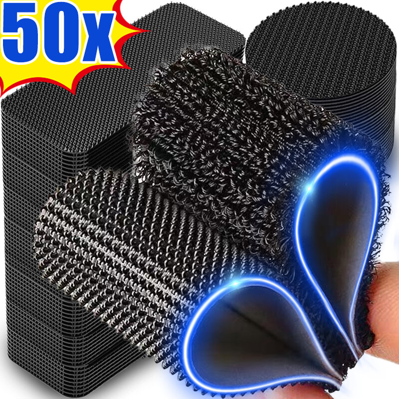 Self-adhesive Touch Fastener Tape Black Carpet Pad Fixing Stickers Double Faced Mat Fixed Patch Home Floor Anti Skid Grip Tapes