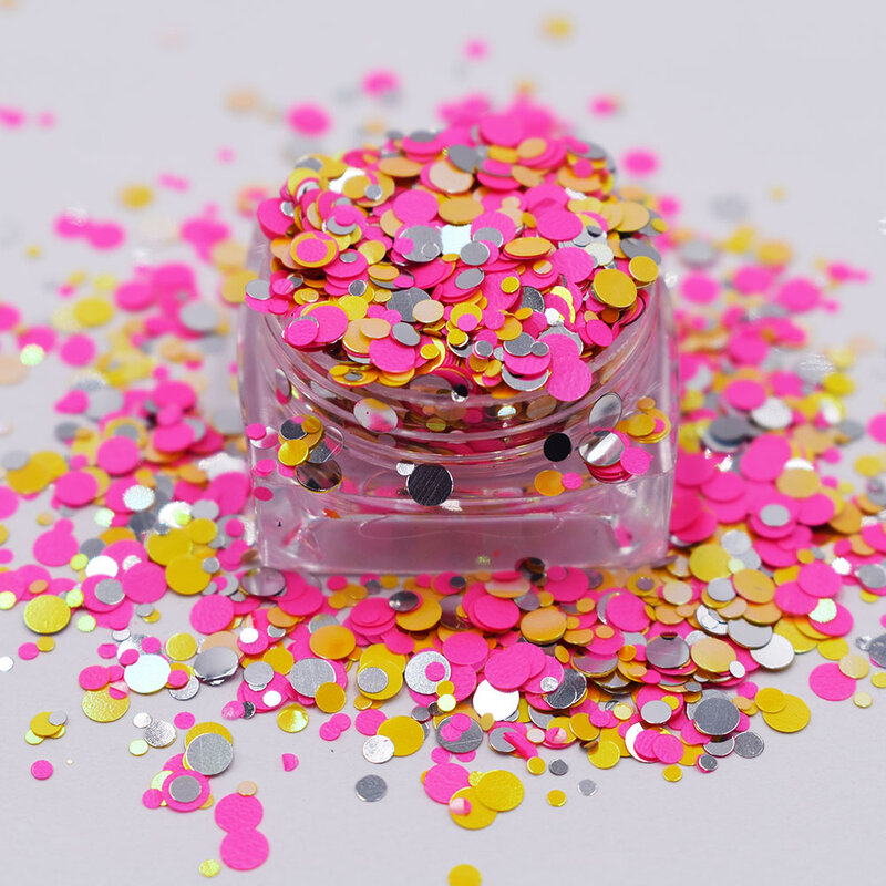 10 g/saco novos pontos chunky mistura brilho brilhante colorido lantejoulas glitter em forma redonda para artesanato acessórios de decoração da arte do prego