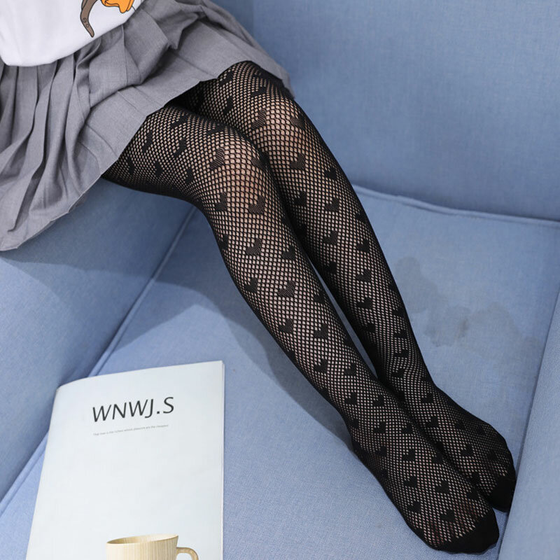 Summer Spring Thin Girls Tights for baby Kids Children Love Heart Pantyhose Breathable Mesh Stocking Casual White Soft Hosiery