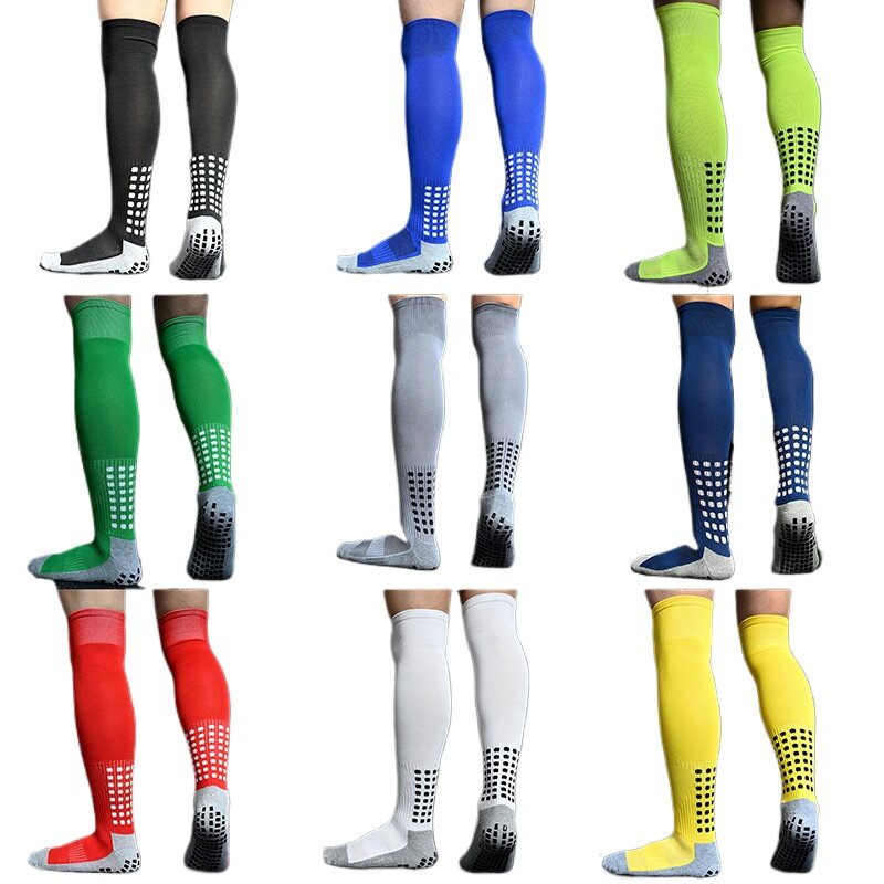 2024ถุงเท้าฟุตบอลกันลื่นระบายอากาศได้สำหรับผู้ชาย, ใหม่ถุงเท้าฟุตบอลยาวถึงเข่าสูงถุงเท้าฟุตบอลยาวสำหรับฝึกปั่นจักรยานเดินป่าเล่นกีฬา