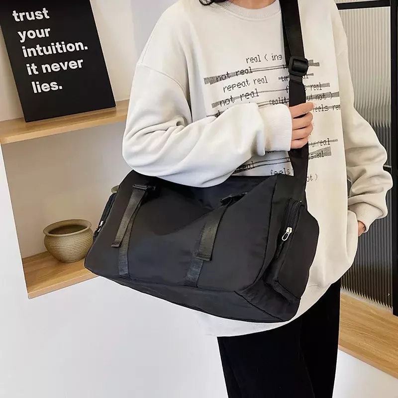 Oxford Zipper Shoulder Bags para Mulheres, Grande Capacidade Sacos De Viagem, Juventude Cor Sólida, Frete Grátis, Novo, 2024