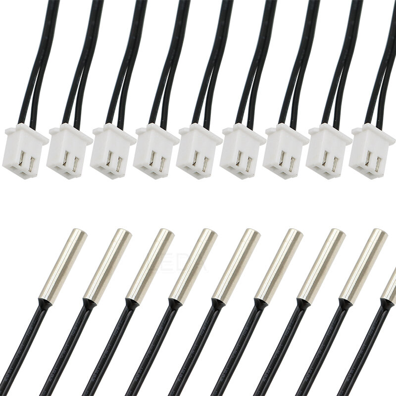 Sensor de temperatura NTC 10K Ohm, 1 piezas, impermeable, precisión 1% 3435, termistor, sonda cilíndrica con cable 4x20mm