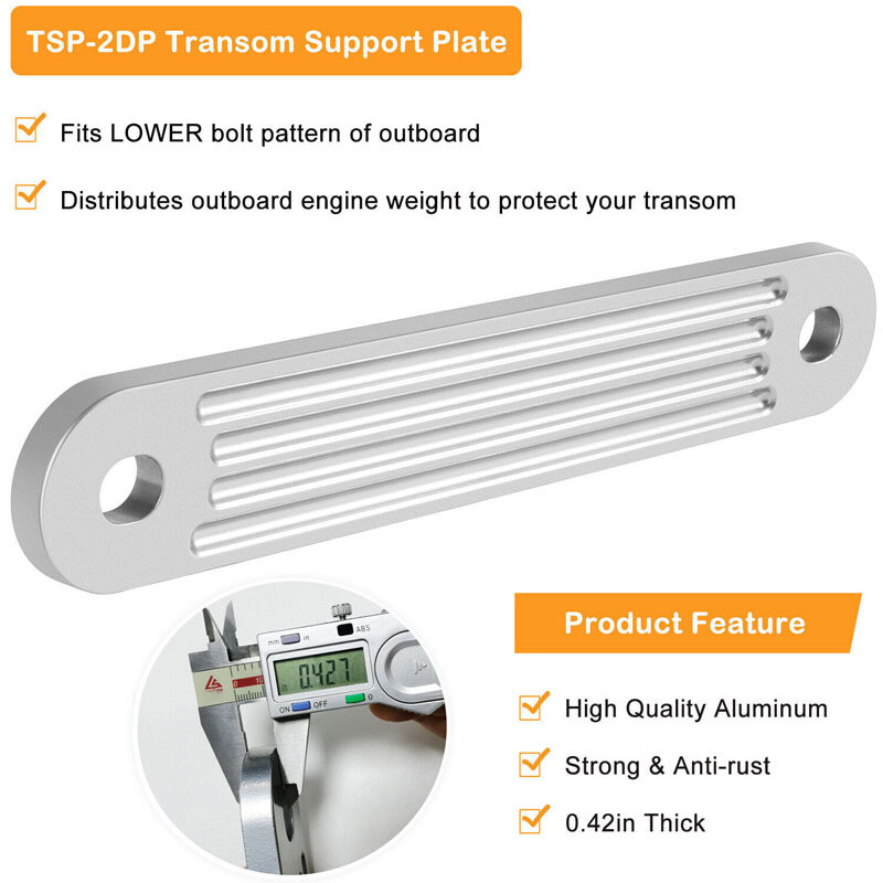 YMT TSP-1 & TSP-2DP Kit Pelat Pendukung Transom untuk Dukungan Atas dan Lubang Baut Pendukung Bawah Ukuran 15 "X 2"/12 "X 2" Ketebalan 3/8"