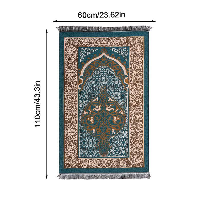 Tapete de Oração Muçulmano Tapete Islâmico, Esteiras Trançadas, Padrão Vintage, Tapetes Eid, Decoração Borla, 65x110cm