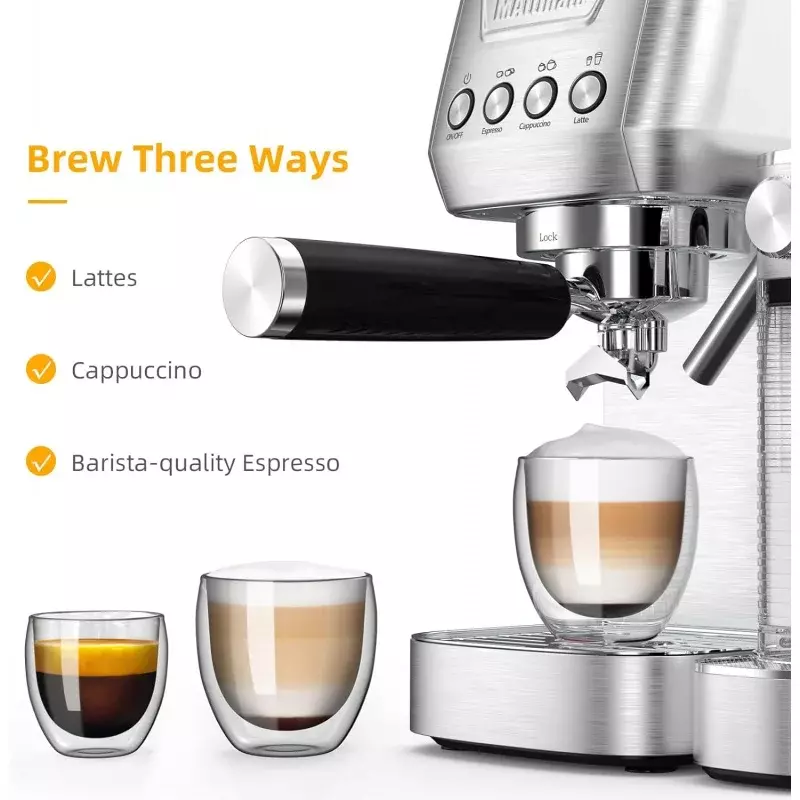 Espressomachine, 20 Bar Cappuccino Machines Voor Thuis, Latte Machine Met Automatische Melkopschuimer, Koffiezetapparaat Met Dubbele Muur & A