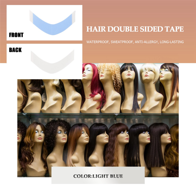 72 pz/lotto Strong Hair Wig Tape strisce di nastro adesivo a doppia estensione impermeabile per parrucchino/parrucche anteriori in pizzo Film a forma di CC