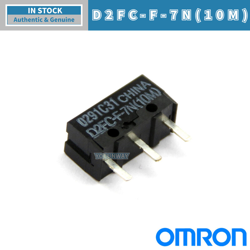 Micro interruptor OMRON com interruptor de limite de ponto branco, reparo do botão do mouse, original e autêntico, D2FC-F-7N, atacado, 3 pinos, 10-100PCs, novo, 10M-100PCs