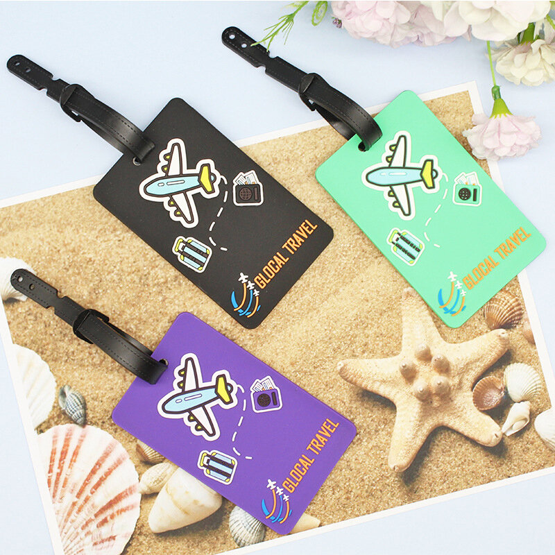 PVC Soft Glue Cartoon Luggage Tag Student Name Labels Suitcase ID Address Holder Boarding Pass Labels Pendant Travel Accessory
