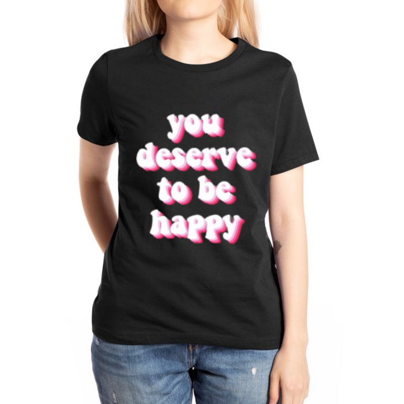 Be Happy Creative Letters t-shirt 2024 t-shirt Casual a maniche corte da donna girocollo per abbigliamento donna primavera ed estate