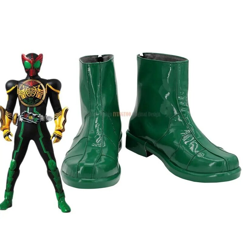 Botas de cosplay da kamen rider ooo, sapatos verdes customizados, unissex