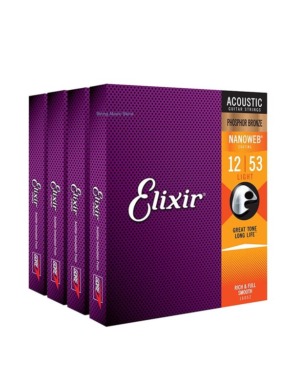 ELIXIR-Cordas de guitarra acústica elétrica, corda de instrumento musical, peças de guitarra, 16002, 11002, 16052, 12052, 12002, 19002, 12 Set