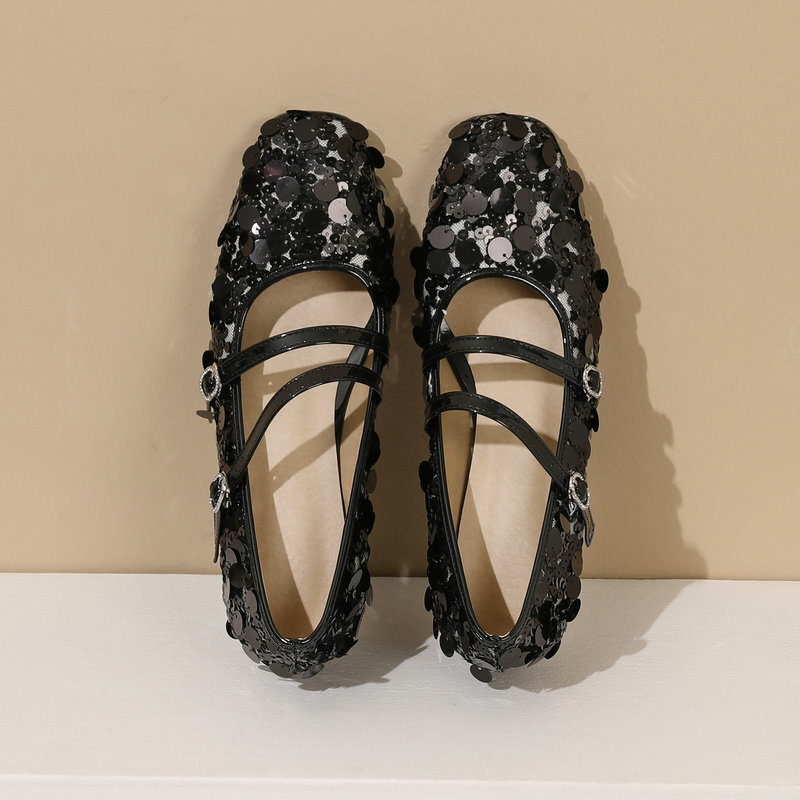 Женские блестящие туфли-лодочки с блестками на массивном каблуке, Милая блестящая обувь Мэри Джейн, лето-осень 2024, Размеры 4,5-10,5, обувь для девочек