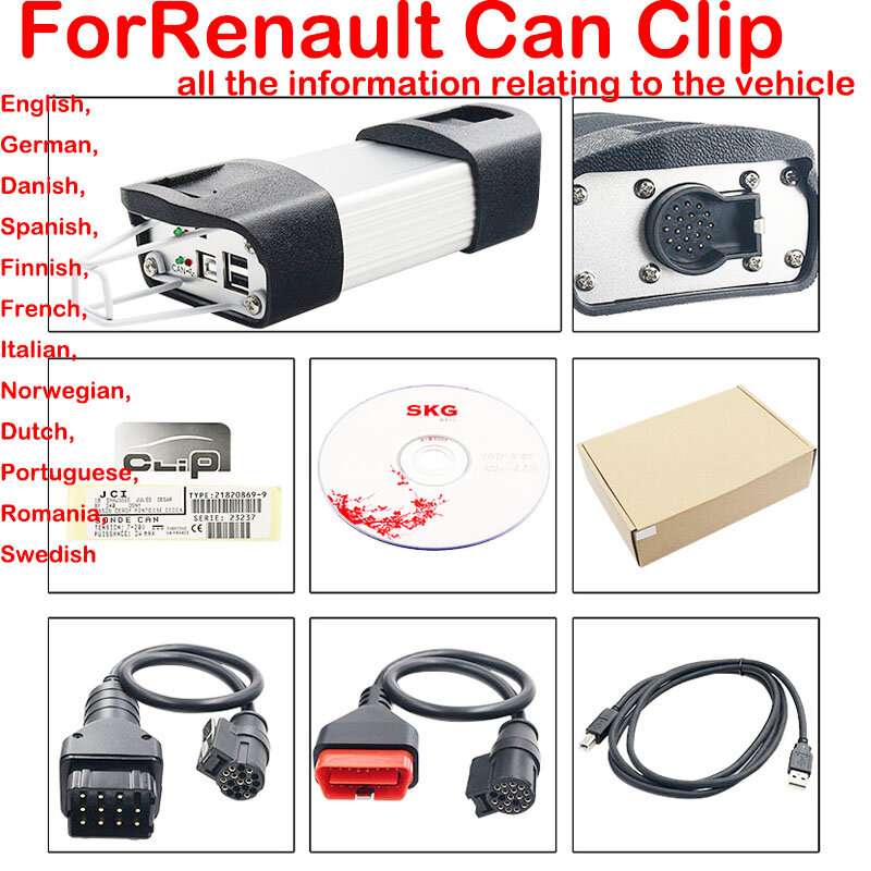 Reprog Can Clip For Renault Can Clip V216 Golden Clip OBD2 Diagnosis & Programming Tool New Reno Scanner 2023 Newest