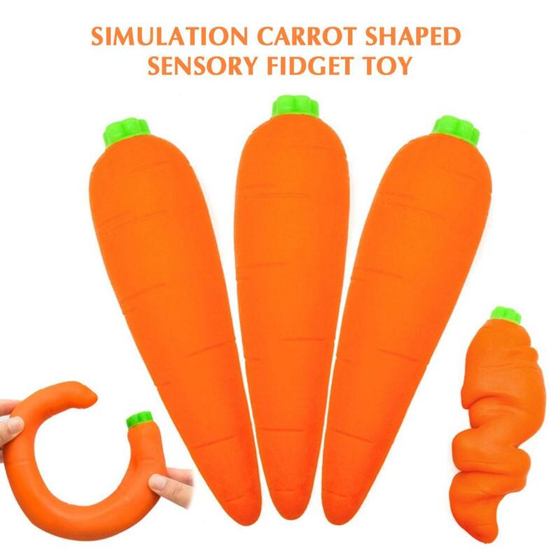 6 Inch Simulation Carrot Shaped Sensory Fidget Toy Anti Stress Vegetable For Children Decompression Interactive Pinch Toy U1O9